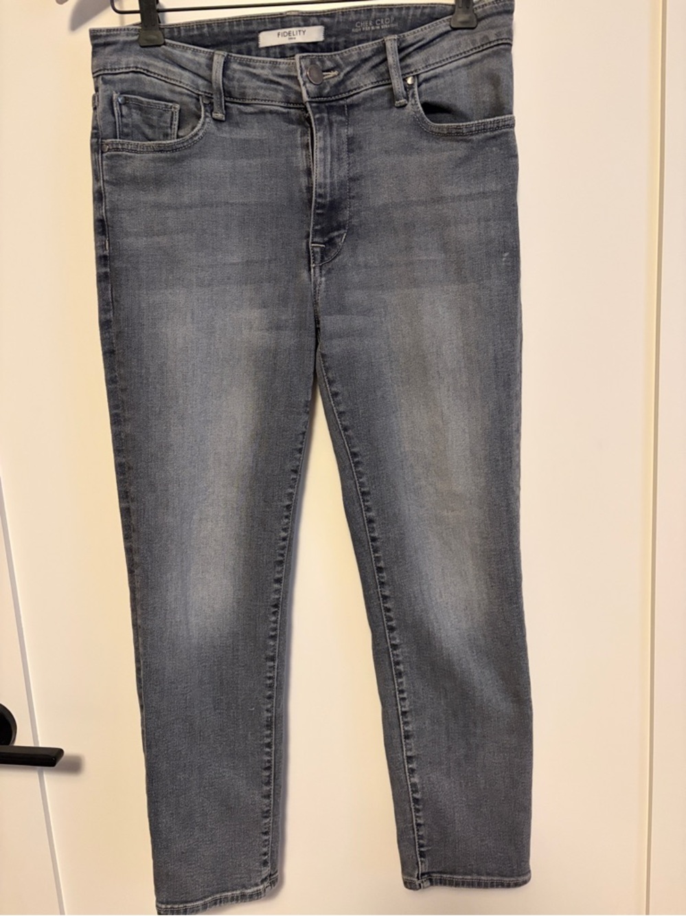 Fidelity Gray Cher Crop High Rise Slim Straight Jean